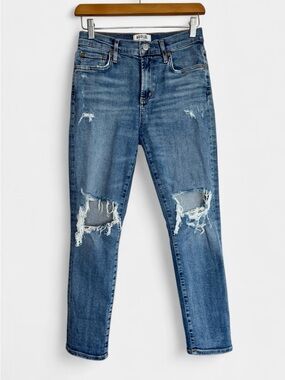 AGOLDE Sophie Medium Wash High Rise Crop Distressed Size 27